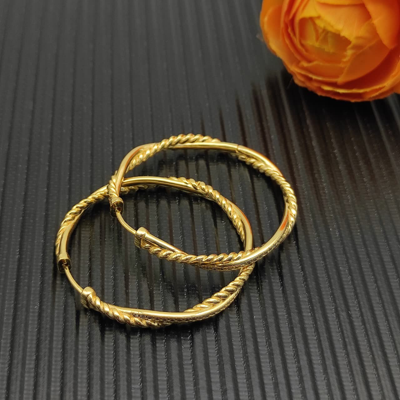 David Yurman Twisted Hoop Earrings with Diamond Accents